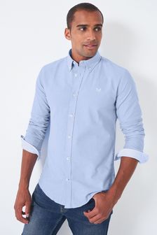 Crew Clothing Company ブルー クラシック コットンシャツ