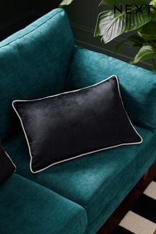 Black 40 x 59cm Matte Velvet Contrast Pipe Cushion (N78117) | 85 zł