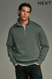 Green Jersey Cotton Rich Quarter Zip Sweatshirt (N78175) | $47