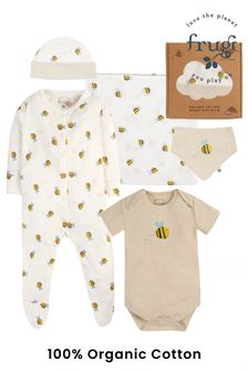 Frugi Buzzy Bee Print Boxed White Gift Set 5 Piece (N78209) | €79