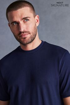 Navy Blue Signature Supima Cotton Modal T-Shirt (N78215) | 124 QAR