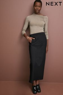 Black Ponte Column Maxi Skirt (N78434) | HK$238