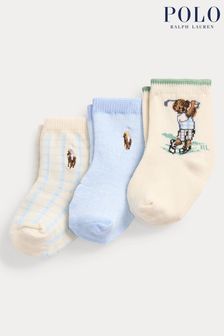 Polo Ralph Lauren Baby Bear Blue Socks 3 Pack