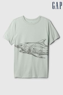Grau, Haifisch - Gap Kurzärmeliges Rundhals-T-Shirt mit Grafik (4-13yrs) (N78544) | 15 €