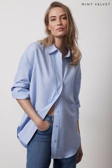 Mint Velvet Blue Oversized Cotton Shirt (N78547) | KRW168,600