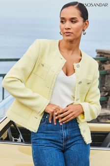 Sosandar Cream Boucle Jacket With Embellished Buttons (N78638) | OMR46