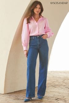 Sosandar Pink Balloon Sleeve Cotton Shirt (N78680) | AED305