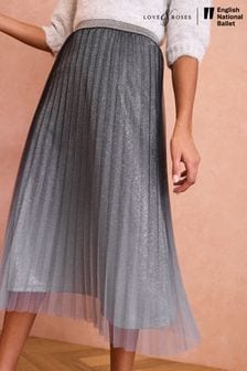 ENB | Love & Roses Grey Glitter Mesh Full Midaxi Skirt (N78757) | $72