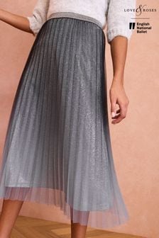 Love & Roses Grey Glitter Mesh Full Midaxi Skirt (N78757) | $72