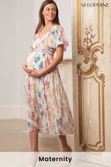 Платье для беременных и кормящих мам с цветочным принтом Seraphine Cream Vintage (N78772) | €224