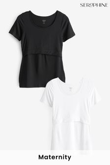 Seraphine Maternity & Nursing Black T-Shirts Twin Pack (N78785) | AED216