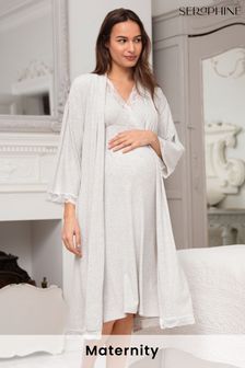قميص نوم رمادي بتصميم متقاطع لفترة الحمل والرضاعة من Seraphine (N78790) | 250 د.إ