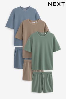 Steinfarben/Blau/Grün - Textured Coord T-shirt And Shorts Set 6 Pack (N78895) | 125 €