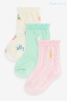 Sada 3 párů růžových ponožek Polo Ralph Lauren pro miminka