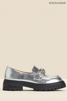 Sosandar Silver Chain Trim Chunky Loafers (N79007) | kr766