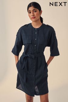 Blue utility tie waist shirt dress best sale