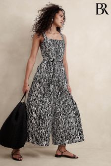 Banana Republic Black/White Cotton Wide-Leg Jumpsuit (N79234) | €191