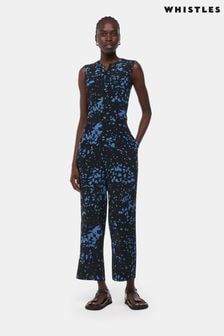 Whistles Black Smudged Spot Drew Jumpsuit (N79362) | $255