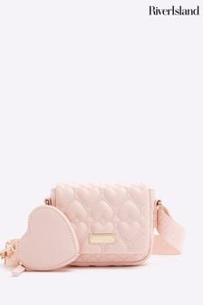 River Island Pink Girls Heart Quilted Bag (N79371) | HK$206