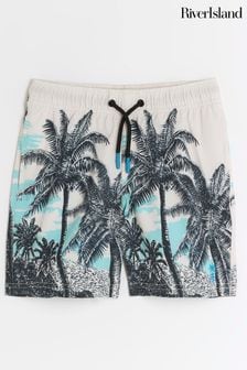 River Island Boys Palm Print Swim Shorts