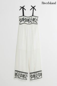 River Island White Girls Embroidered Mono Jumpsuit (N79410) | 1,545 UAH