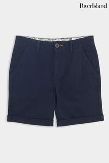 River Island Blue Boys Laundered Chino Shorts (N79411) | KRW32,000 - KRW38,400
