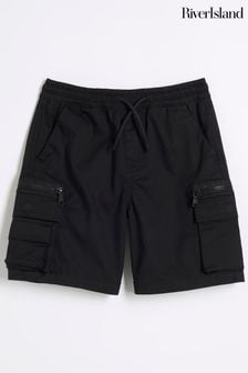 Negru - River Island pantaloni scurți cargo pentru băieți (N79416) | 107 LEI - 131 LEI