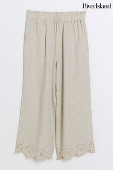 River Island Natural Girls Cut Out Linen Trousers (N79433) | 99 QAR