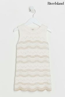 River Island Cream Mini Girls Crochet Dress (N79449) | $43
