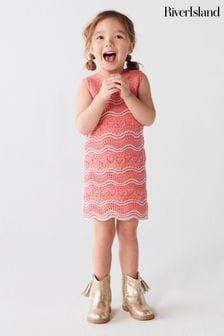 River Island Pink Mini Girls Crochet Dress (N79450) | KRW53,400