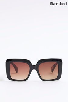 Dziewczęce szylkretowe okulary przeciwsłoneczne oversize River Island z brokatowym wykończeniem (N79455) | 65 zł