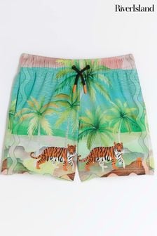 River Island Green Boys Tropical Swim Shorts (N79470) | KRW34,200