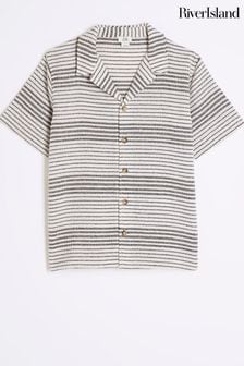 River Island Cream Boys Stripe Textured Polo Shirt (N79477) | $25