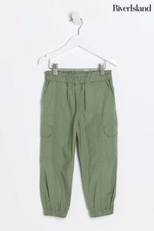 River Island Green Mini Girls Pull On Cargo Trousers (N79480) | OMR10