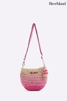 River Island Pink Girls Raffia Ombre Cross-body Bag (N79489) | HK$185