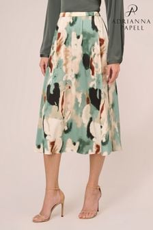 Зеленая юбка-трапеция макси с принтом и эластичной спиной Adrianna Papell (N79530) | €78