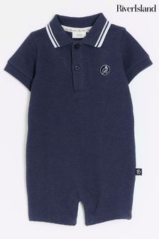 River Island Blue Baby Boys Jersey Polo Romper (N79564) | NT$1,030