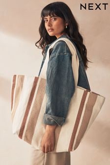 Natural Stripe Beach Shopper Bag (N79614) | $48