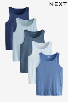 Mixed Blues 100% Cotton Vests 5 Pack (N79871) | €42