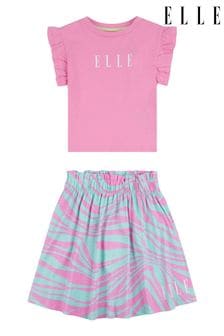 Elle Junior Girls Pink Frill T-Shirt & Skirt Set (N90163) | SGD 39 - SGD 46