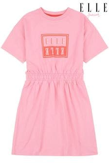 Elle Junior Girls Pink Block Logo Dress