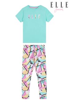 Elle Junior Girls Blue Geo T-Shirt and Leggings Set