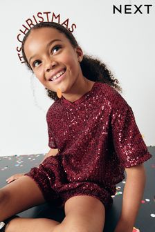 Girls red sequin top hotsell