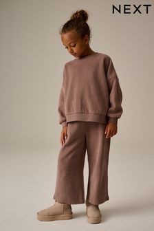 Brown Oversized Cosy Sweatshirt and Wide Leg Set (3-16yrs) (N94709) | €28 - €37