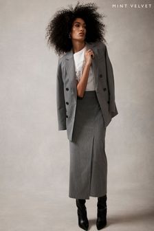 Mint Velvet Grey Pinstripe Maxi Skirt (N94780) | OMR46