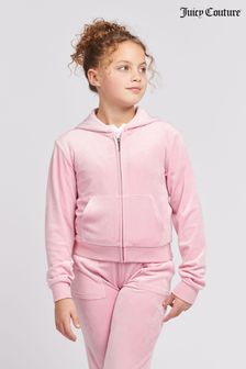 Juicy Couture Girls Pink Tonal Zip Through Hoodie