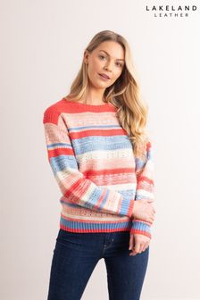 Lakeland Clothing Pink Steff Knitted Striped Jumper