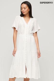 Superdry White Embroidered Jumpsuit (N94979) | $158