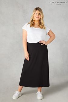 Live Unlimited Curve Jersey Black Midi Skirt (N95079) | $107