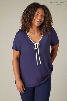 Live Unlimited Curve Blue Jersey Contrast Tie Top (N95101) | €54